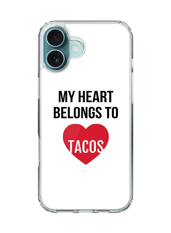 Stylizedd For iPhone 16 Plus Case [Compatible with MagSafe] Slim Magnetic cover Clear Phone Case - My heart belongs to tacos - Image 1