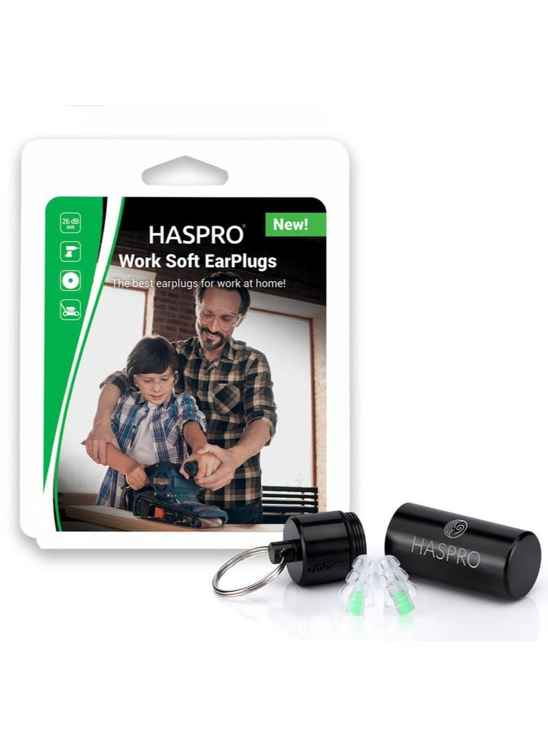 HASPRO HASPRO Work Soft Earplugs – Soft Silicone, Triple-Layer Design, Comfortable & Reusable for DIY Projects, Lawn Mowing, Drilling, Polishing, Workshop – Noise Protection with Storage Case, CE Certified  - Image 1