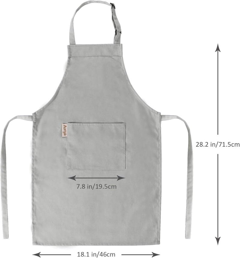 Aurya Kids Apron and Chef Hat Set-Adjustable Child Apron for Boys and Girls for Cooking Baking Light Gray - Image 4