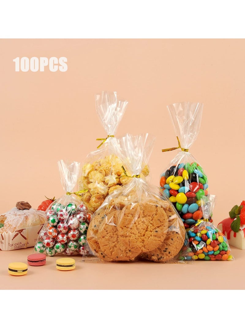 SYOSI - 100 Pack 6"x10" Clear Plastic Cellophane Bags with 3" Twist Ties Goodie Bags, for Candy Bags, Cookie Bags, Treat Bags, Gift Wrapping, Decorations, and Food Storage - Image 1
