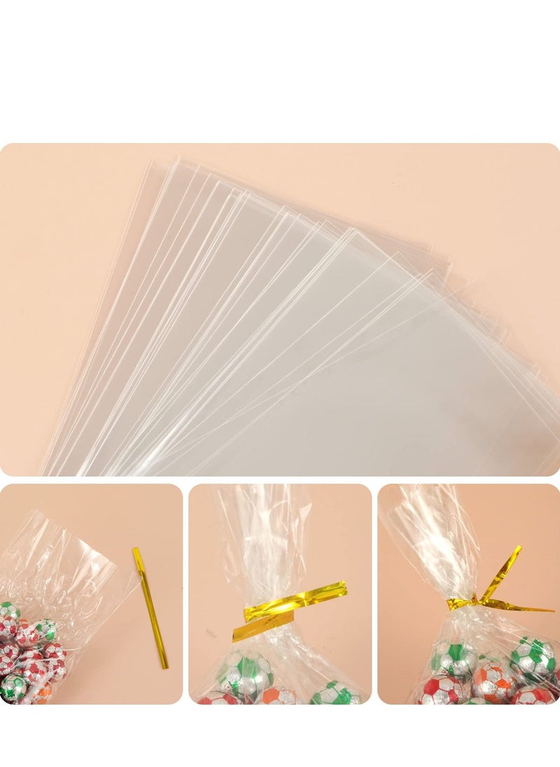 SYOSI - 100 Pack 6"x10" Clear Plastic Cellophane Bags with 3" Twist Ties Goodie Bags, for Candy Bags, Cookie Bags, Treat Bags, Gift Wrapping, Decorations, and Food Storage - Image 1