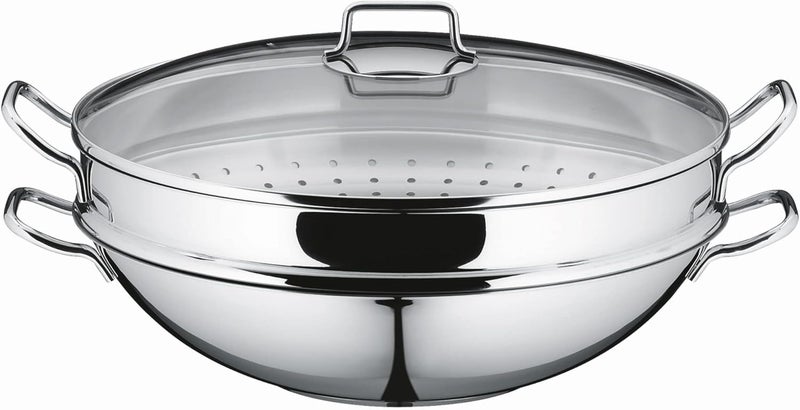 WMF All-in-One Macao Wok Cooking set 4PC, Stainless Steel. Oven Safe. - Image 1