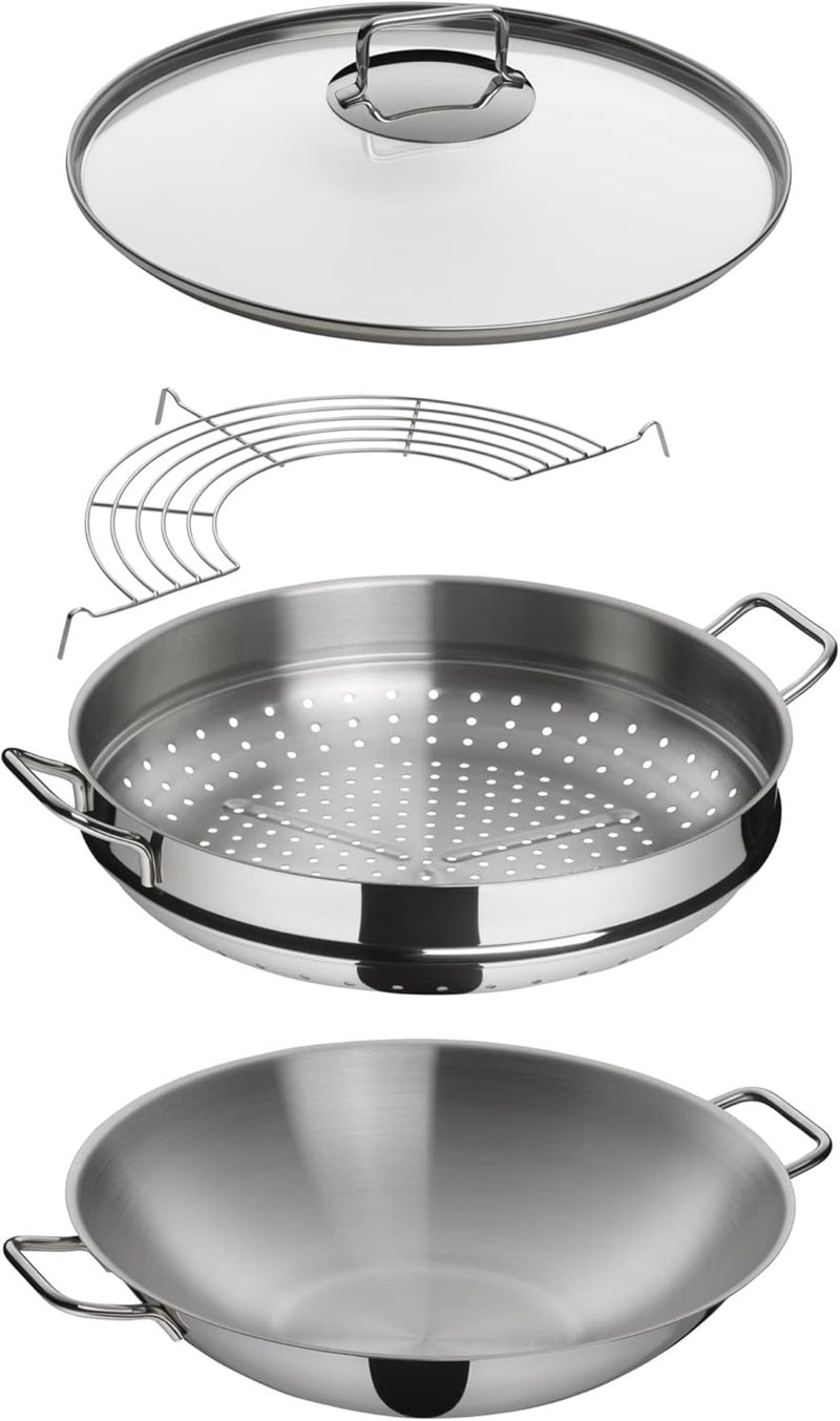 WMF All-in-One Macao Wok Cooking set 4PC, Stainless Steel. Oven Safe. - Image 3