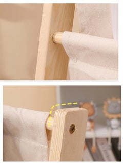 HOOPZOZA Wooden And Canvas Bookshelf For Kids Book Rack Kids Bookshelf Storage Rack Natural Beige  - Image 5