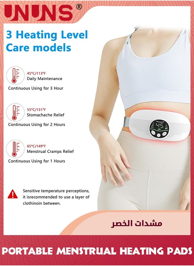UNUNS Electric Heating Pad For Cramps,Portable Cordless Menstrual Heating Pads,4 Temperature Control,4 Massage Modes,3s Fast Charge Heating Pad Belt,Heating Pad Thoughtful Gift For Women Girls,White  - Image 3