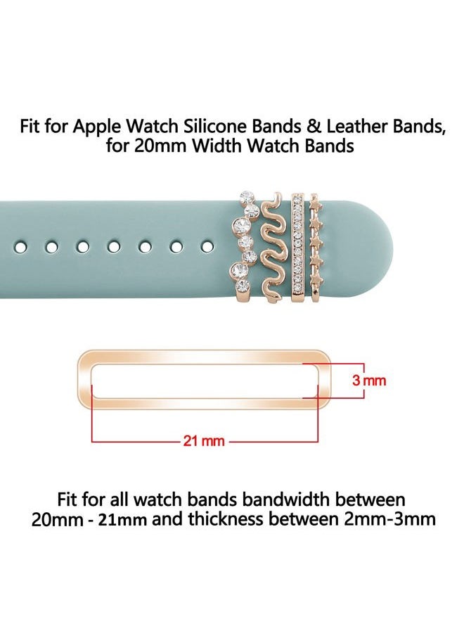YuiYuKa - Charms for Apple Watch band 45mm 44mm 40mm 49mm 42mm 41mm 38mm Women,Decorative Ring Loops Metal Sparkles Jewelry Accessories for iwatch Series 8 ultra 7 6 5 4 3 SE,Galaxy watch 5/pro,Watch Band Charm - Image 1