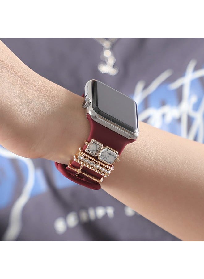 YuiYuKa - Charms for Apple Watch band 45mm 44mm 40mm 49mm 42mm 41mm 38mm Women,Decorative Ring Loops Metal Sparkles Jewelry Accessories for iwatch Series 8 ultra 7 6 5 4 3 SE,Galaxy watch 5/pro,Watch Band Charm - Image 1