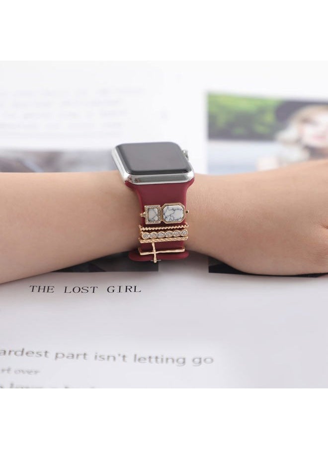 YuiYuKa - Charms for Apple Watch band 45mm 44mm 40mm 49mm 42mm 41mm 38mm Women,Decorative Ring Loops Metal Sparkles Jewelry Accessories for iwatch Series 8 ultra 7 6 5 4 3 SE,Galaxy watch 5/pro,Watch Band Charm - Image 1