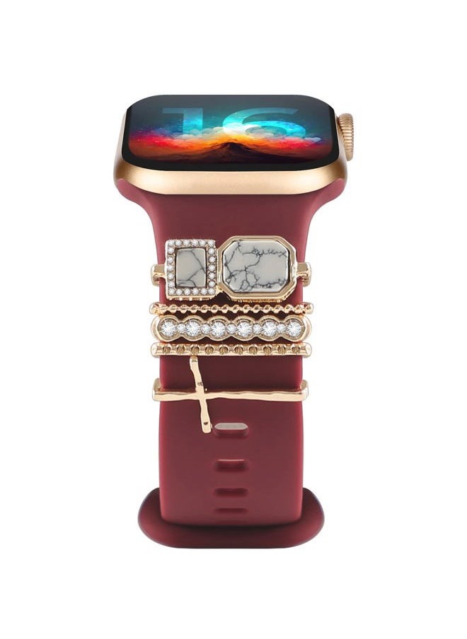 YuiYuKa - Charms for Apple Watch band 45mm 44mm 40mm 49mm 42mm 41mm 38mm Women,Decorative Ring Loops Metal Sparkles Jewelry Accessories for iwatch Series 8 ultra 7 6 5 4 3 SE,Galaxy watch 5/pro,Watch Band Charm - Image 1