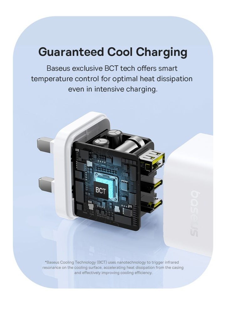 بيسوس شاحن سريع بالم 65 واط 2C+U مع كابل Type-C إلى Type-C بقوة 100 واط - (قابس بريطاني) - Image 5