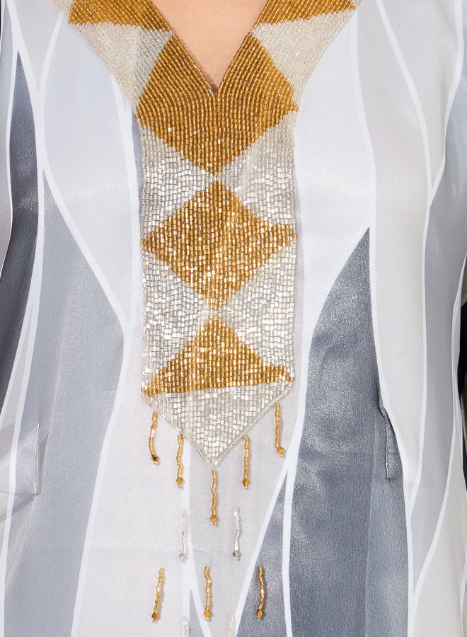 مكسيم كريشن قفطان طويل مطبع بطبعة مجردة - Image 3