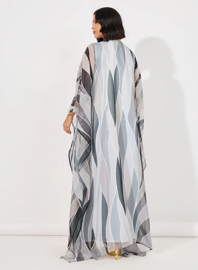 Maxim Creation Maxim Creation Abstract Print Georgette Farasha Kaftan with Handwork