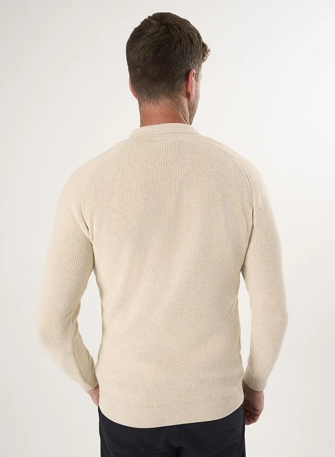 FELIX HARDY Beige Full Zip Knit Cardigan for Men | Best Price UAE