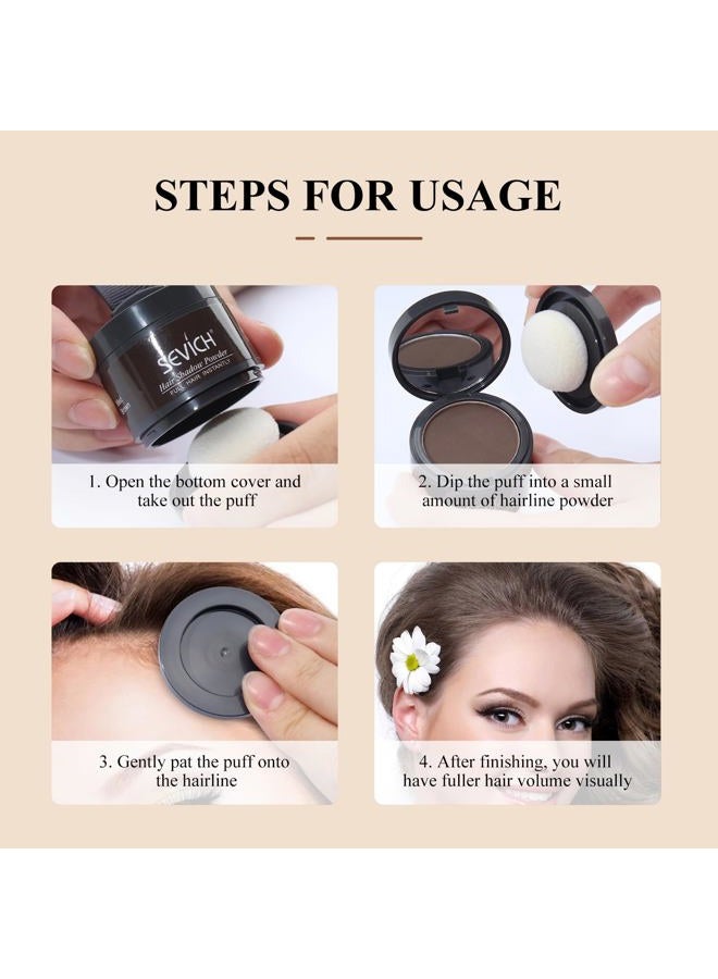 Sevich Hairline Powder，Instantly Conceals Hair Loss, Root Touch up Powder, Hair Shadow Toppers for Women & Men, Touch Up for Thinning Gray Hair, Windproof & Sweatproof, Dark Brown - Image 5