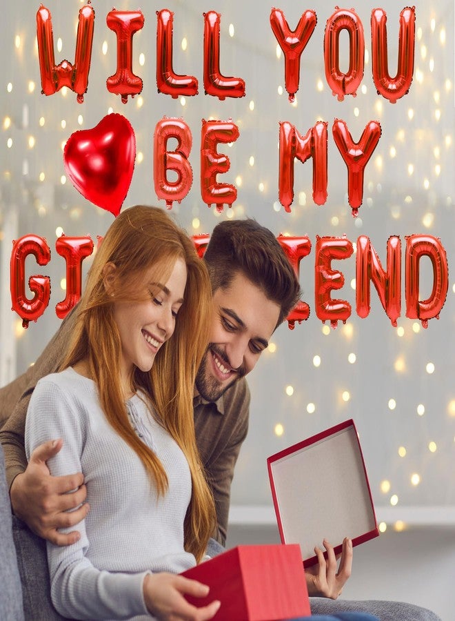 Ohmique Will You Be My Girlfriend Balloons - 16" Red Letter Balloons with 200pcs Artificial Rose Petals & Proposal Banner for Valentine Day Party Decorations - Image 4