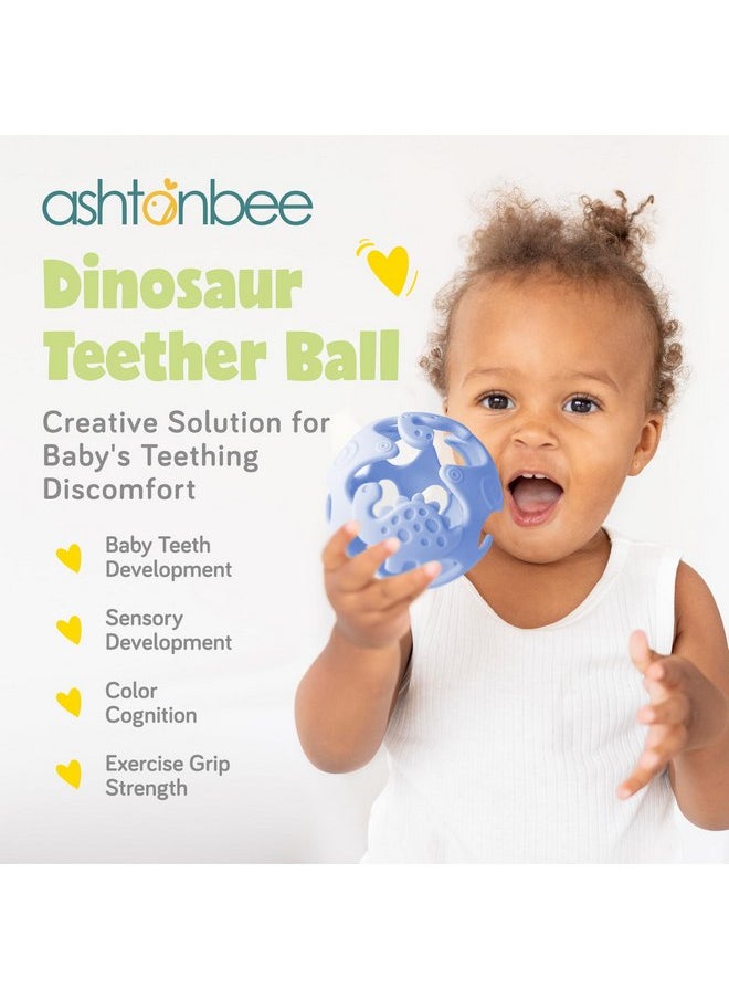 ashtonbee - Dinosaur Baby Teething Toys, Textured Sensory Toys for Babies, Lightweight Soft Baby Sensory Toys, BPA-Free Silicone Infant Teething Toys, 0-18 Months, Teething Baby, Easy to Clean - Blueberry Blue - Image 1