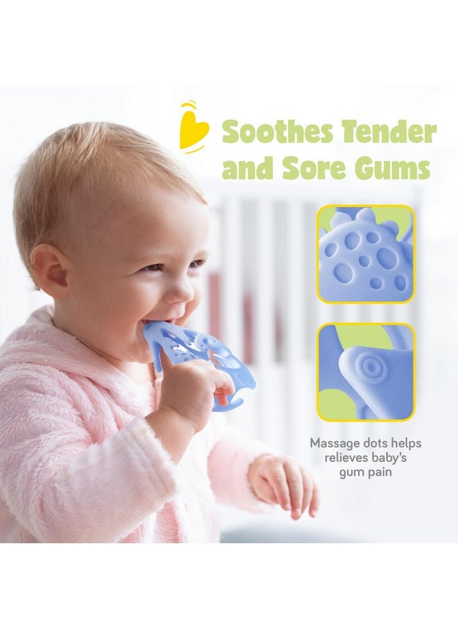 ashtonbee - Dinosaur Baby Teething Toys, Textured Sensory Toys for Babies, Lightweight Soft Baby Sensory Toys, BPA-Free Silicone Infant Teething Toys, 0-18 Months, Teething Baby, Easy to Clean - Blueberry Blue - Image 1