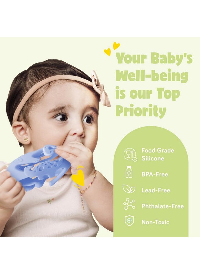 ashtonbee - Dinosaur Baby Teething Toys, Textured Sensory Toys for Babies, Lightweight Soft Baby Sensory Toys, BPA-Free Silicone Infant Teething Toys, 0-18 Months, Teething Baby, Easy to Clean - Blueberry Blue - Image 1