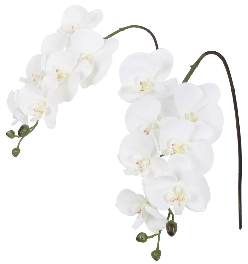 IPOPU Orchid Artificial Flowers 343 Real Touch Fake Latex Phalaenopsis Branches for Home Party Wedding Bridal Shower Decoration 2pcs White