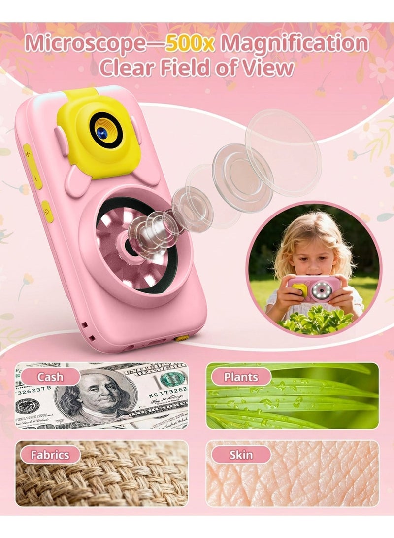 Kids Camera Smartphone with Microscope 1200X, 2.8” Touch Screen Toy Phone, Selfie & Video, MP3 Music Player, Flashlight, 32GB Card Included, Educational Learning Toy Gift for Boys Girls (Pink) - Image 2
