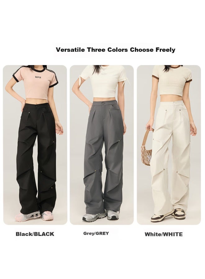 Liberal Casual Wide Leg Rivet Decorated Women's Pants - Image 5