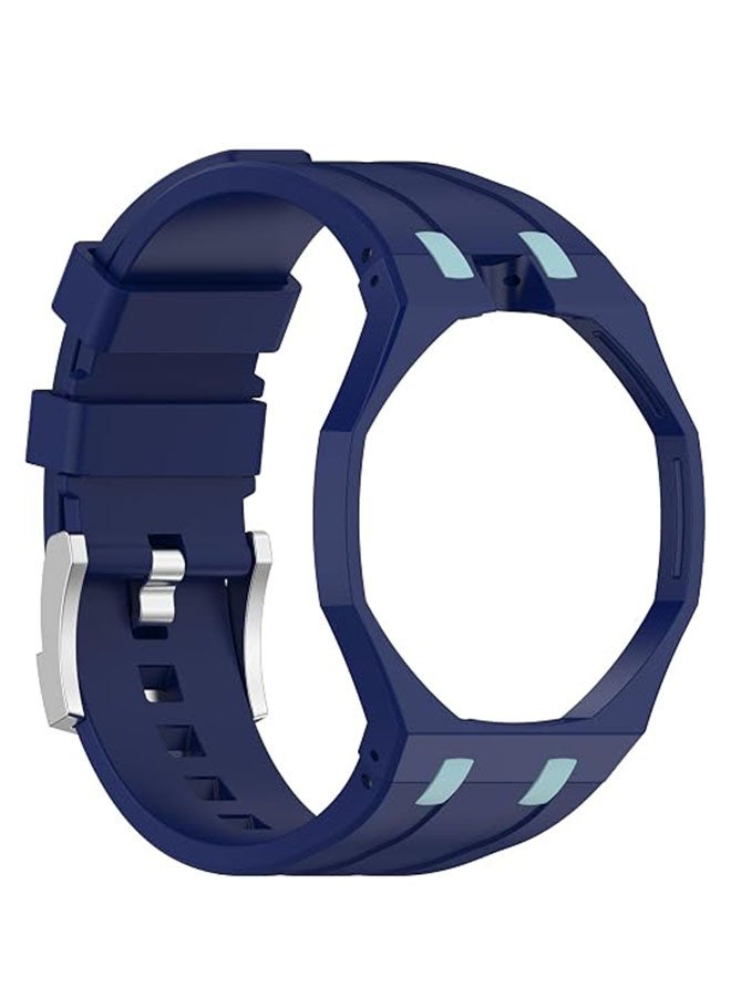 سوار ساعة سيليكون مخصص لساعة Swatch AP Royal Pop Pocket Watch، سوار رياضي من السيليكون لتوجيه التاج عند الساعة 12، سوار بديل مقاوم للماء (أزرق داكن) - Image 2