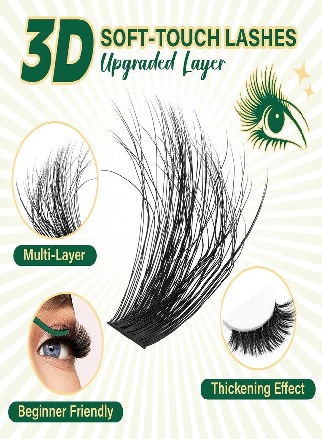 KEYYOU LASH 3D Effect lash Clusters Kit 80D100D 280pcs Eyelash Clusters Kit D Curl Individual Lashes Kit Wispy Lash Extensions Kit with Waterproof Lash Bond and Seal Tweezers (Lash Kit-8-16MIX) - Image 2