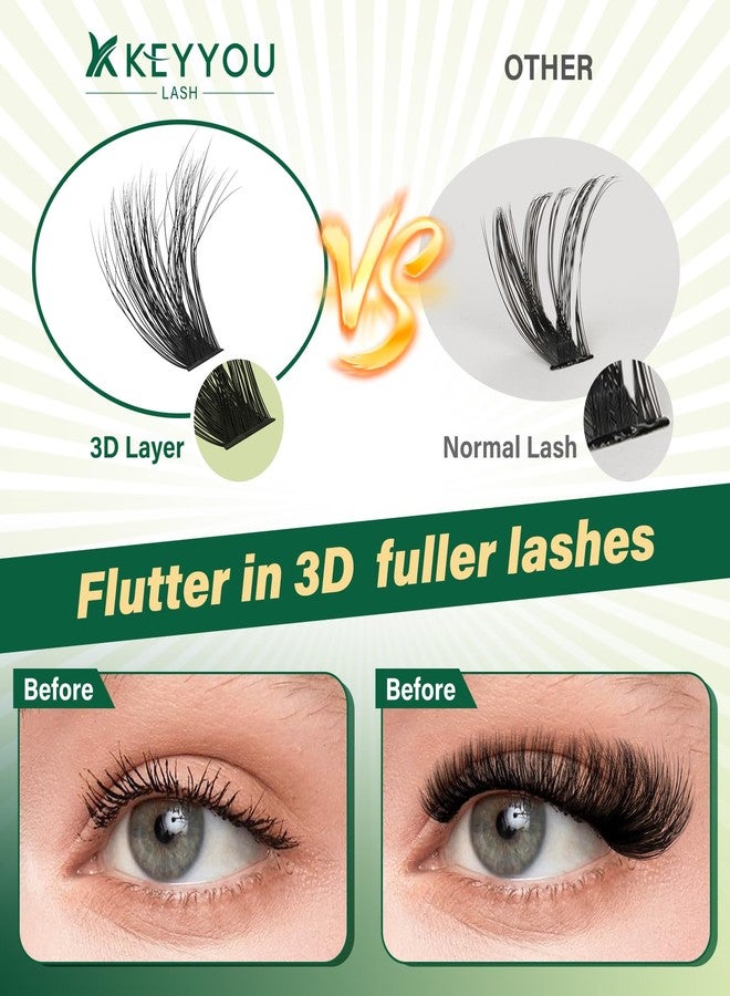 KEYYOU LASH 3D Effect lash Clusters Kit 80D100D 280pcs Eyelash Clusters Kit D Curl Individual Lashes Kit Wispy Lash Extensions Kit with Waterproof Lash Bond and Seal Tweezers (Lash Kit-8-16MIX) - Image 4