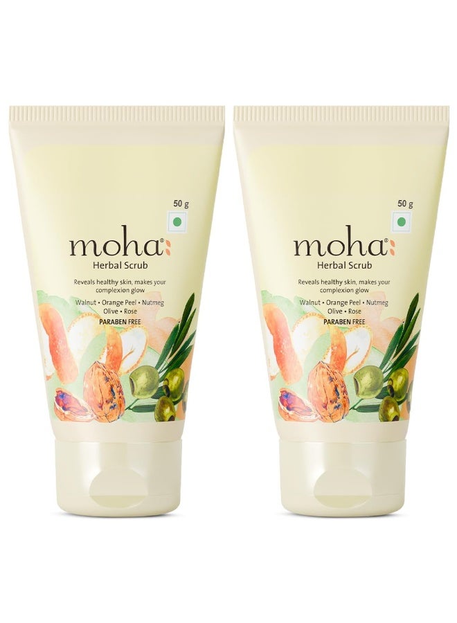 Moha: Herbal Scrub, walnut,Orange peel,Nutmeg,Olive,Rose,50g*2 - Image 1