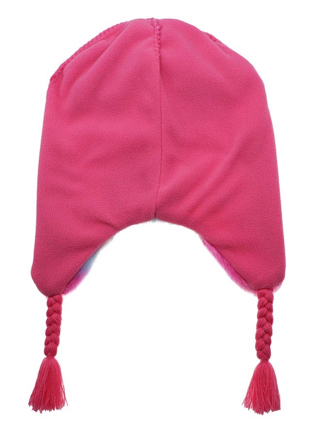 Newfancy Kids Little Girls Unicorn Beanie Winter Hat Rainbow Faux Fur Plush Fleece Lined Earflap Cap Pink - Image 4