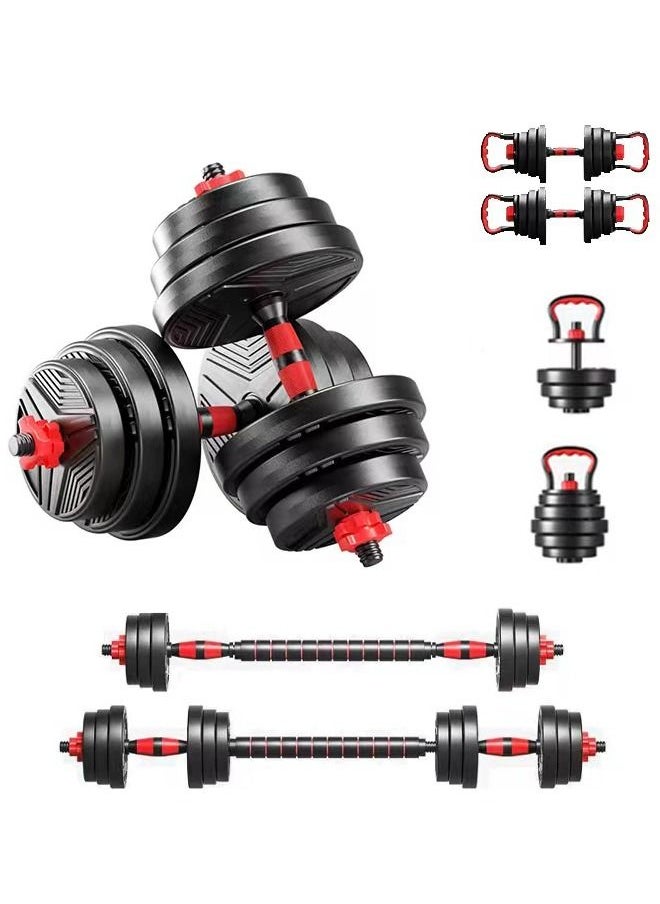 Rock Pow - 25kg Adjustable Dumbbells Set for Man and Women 6 in 1 25KG Multifunctional Free Weights Dumbbells Set Kettlebell Barbell Push-up lifting Training Home Gym Workout Exercise - Image 1
