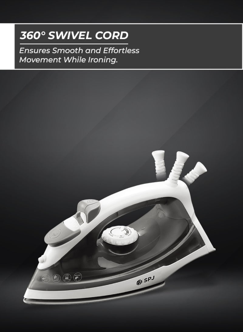 SPJ 1200W Steam Iron with 160ml Water Tank, Spray & Steam Function, Burst Steam, Self-Clean & Overheat Protection – Black - Image 3
