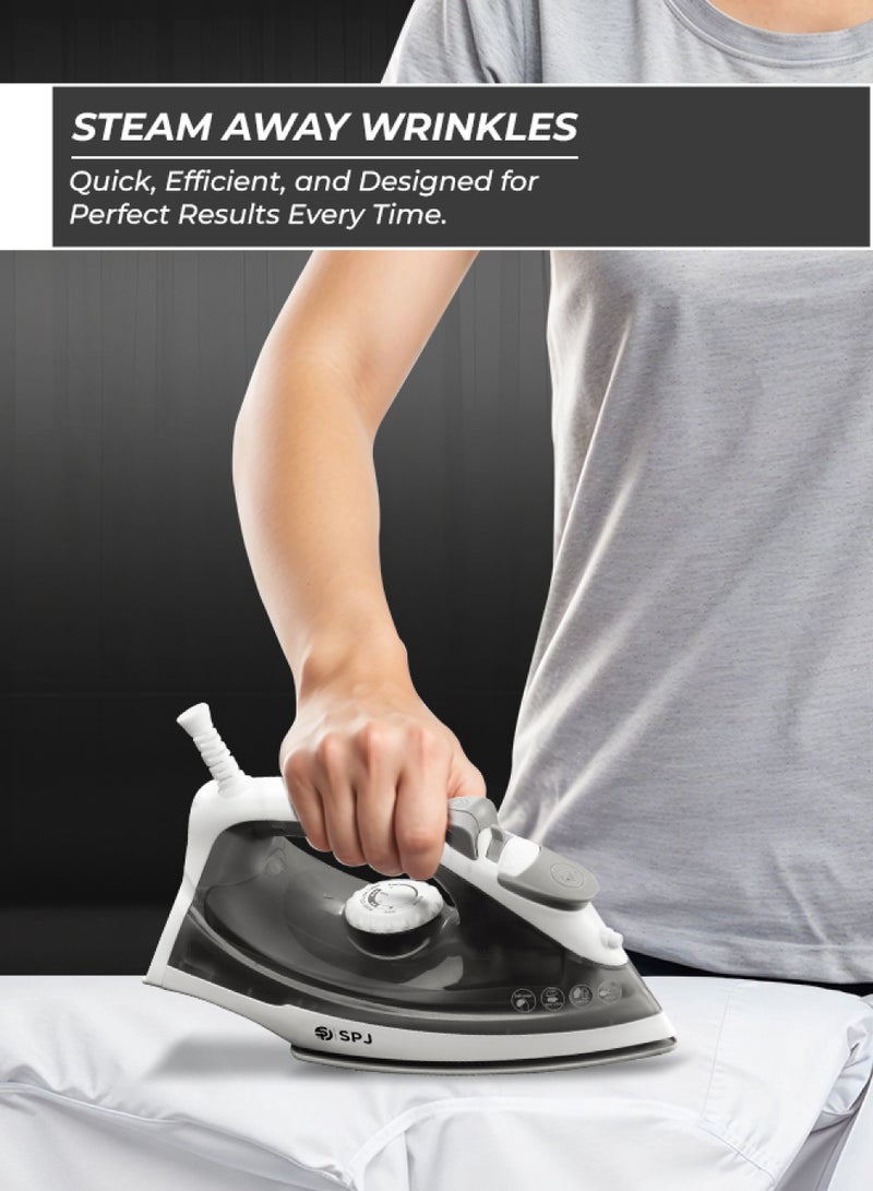 SPJ 1200W Steam Iron with 160ml Water Tank, Spray & Steam Function, Burst Steam, Self-Clean & Overheat Protection – Black - Image 4