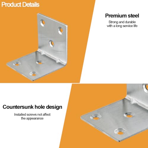 LOSYHU 20PCS L Brackets Corner Bracket 2"x2"x2", Heavy Duty Corner Brace for Wood, Right Angle Brackets, 50MM 2Inch Wide 90 Degree Bracket for Wooden Frame Furniture Shelves Chairs - Image 3