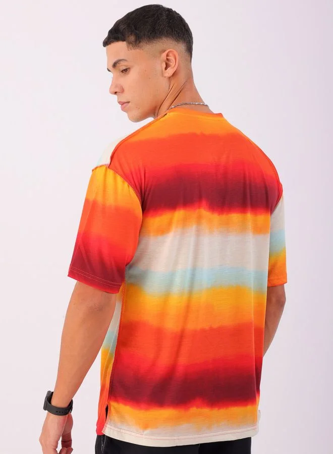 The Indian Garage Co Men Oversized Metaverse Round Neck Tshirt