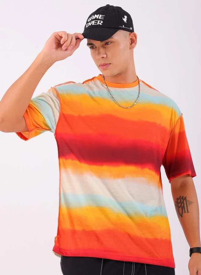 The Indian Garage Co Men Oversized Metaverse Round Neck Tshirt