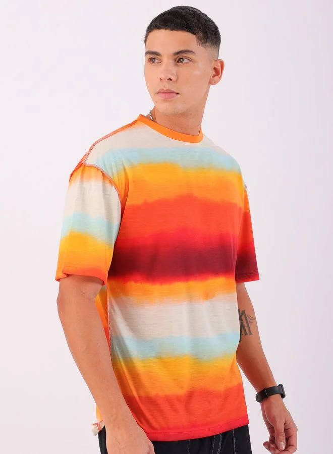 The Indian Garage Co Men Oversized Metaverse Round Neck Tshirt