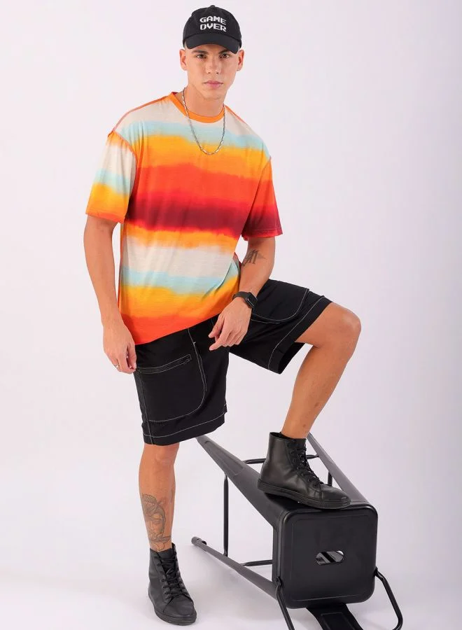 The Indian Garage Co Men Oversized Metaverse Round Neck Tshirt