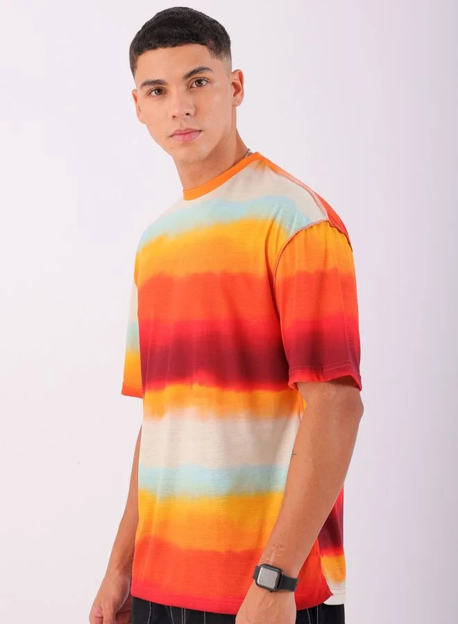 The Indian Garage Co Men Oversized Metaverse Round Neck Tshirt