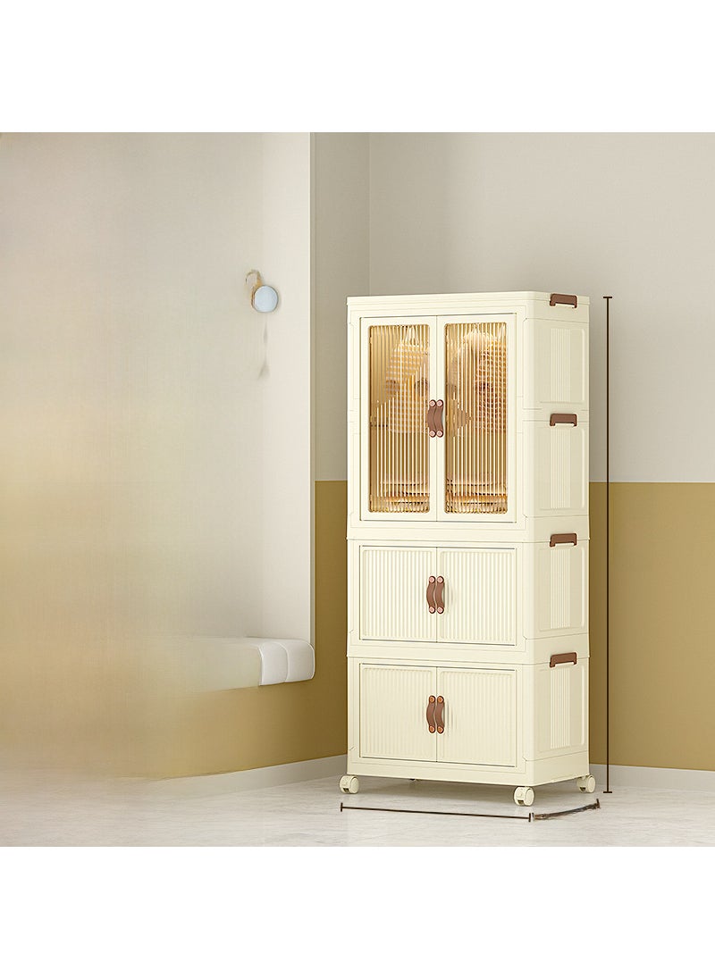 Generic - Thickened Baby Wardrobe Baby Storage Cabinet Childrens Small Wardrobe Clothes Finishing Box Plastic Household Snack Storage Box 56cm wide two-story storage box + one-story wardrobe [send 10 hangers]] - Image 1