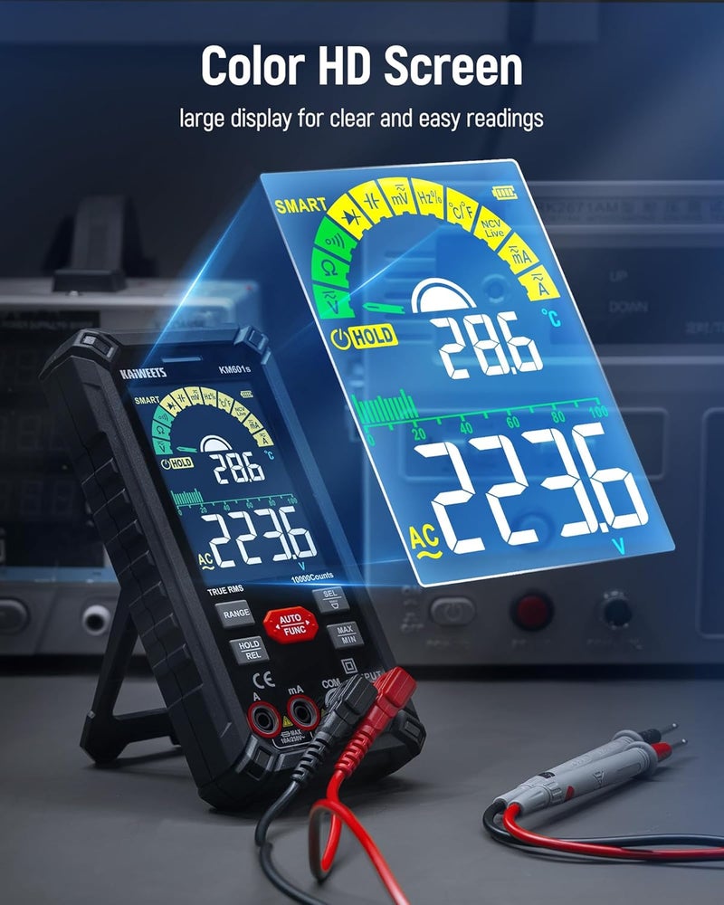 KAIWEETS Multimeter Tester 10000 Counts TRMS Rechargeable Smart Digital Multimeter with Auto Ranging Voltmeter Measures Voltage Current Resistance Continuity DutyCycle Capacitance Frequency - Image 5