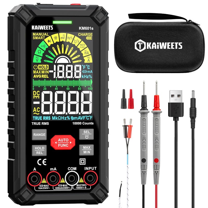 KAIWEETS Multimeter Tester 10000 Counts TRMS Rechargeable Smart Digital Multimeter with Auto Ranging Voltmeter Measures Voltage Current Resistance Continuity DutyCycle Capacitance Frequency - Image 1