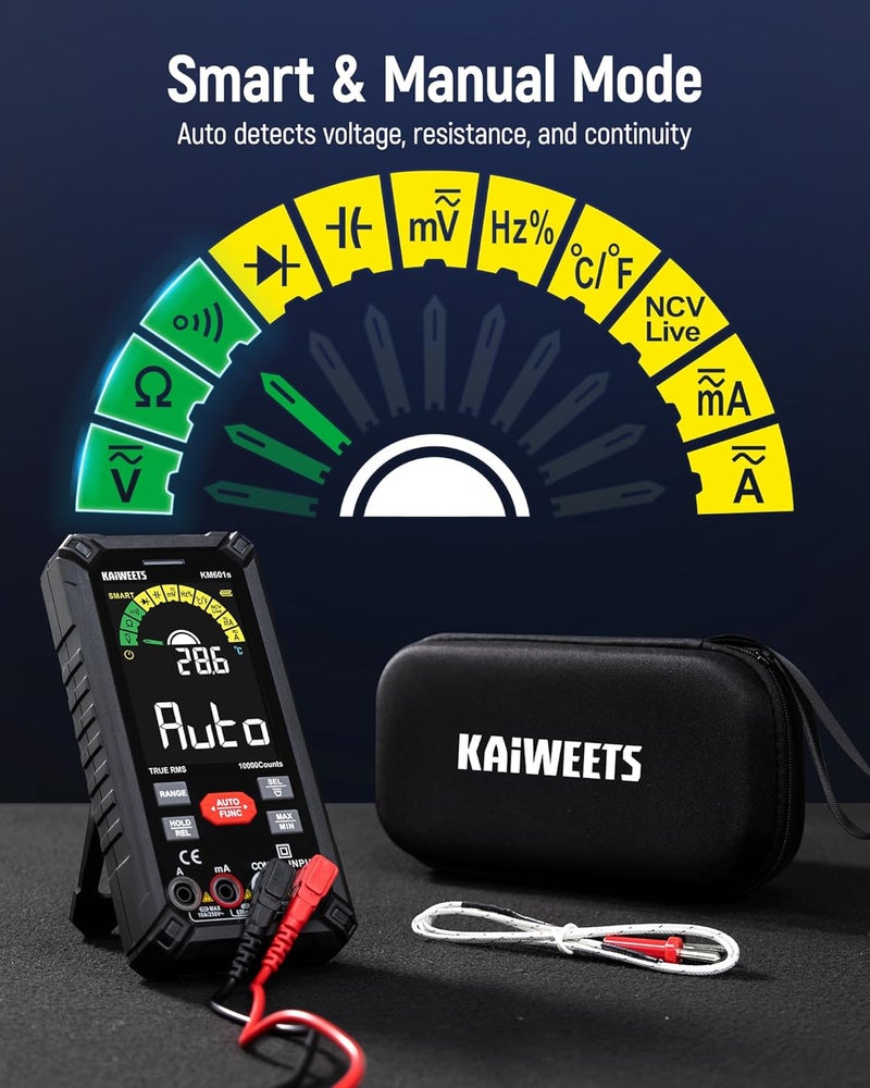 KAIWEETS Multimeter Tester 10000 Counts TRMS Rechargeable Smart Digital Multimeter with Auto Ranging Voltmeter Measures Voltage Current Resistance Continuity DutyCycle Capacitance Frequency - Image 4