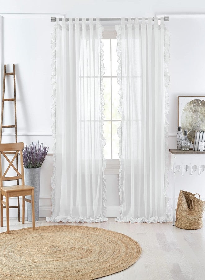 إلرين ستارة نافذة شفافة مكشكشة من Elrene Home Fashions Bella French Country Cottage Core، مقاس 52 بوصة × 84 بوصة (لوحة واحدة)، لون أبيض - Image 1