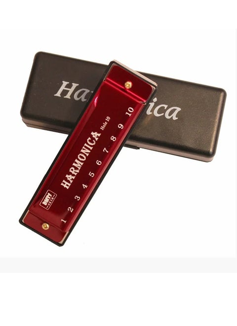 Students Harmonica C Key, Compact And Portable 10 Hole Diatonic Harmonica C With Case, Durable Loud Sound Harmonica Musical Instrument For Beginner Students Kids, (Red, 1pc)