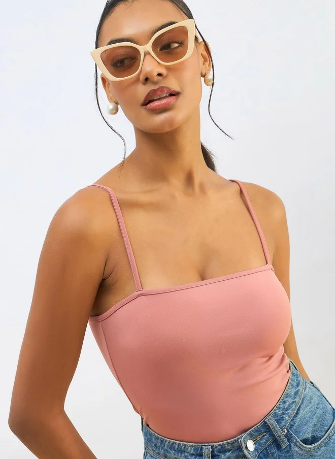 ساسافراس Pink Strappy Bodysuit for Women