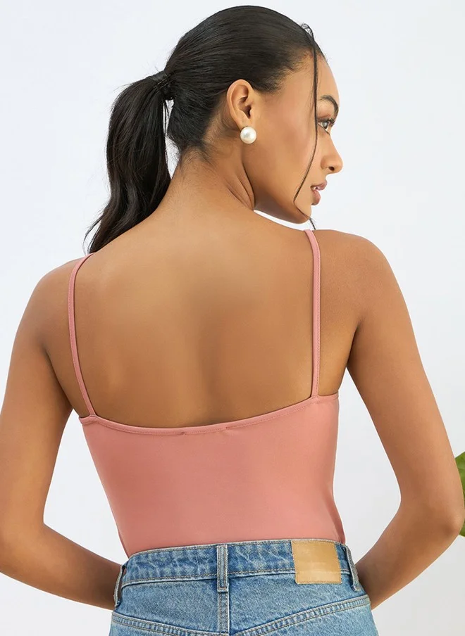 ساسافراس Pink Strappy Bodysuit for Women