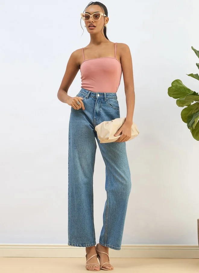 ساسافراس Pink Strappy Bodysuit for Women
