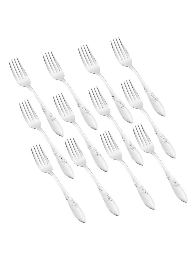 هيك طقم شوك أكل من الستانلس ستيل المقاوم للصدأ مكون من 12 قطعة فضي - Image 1