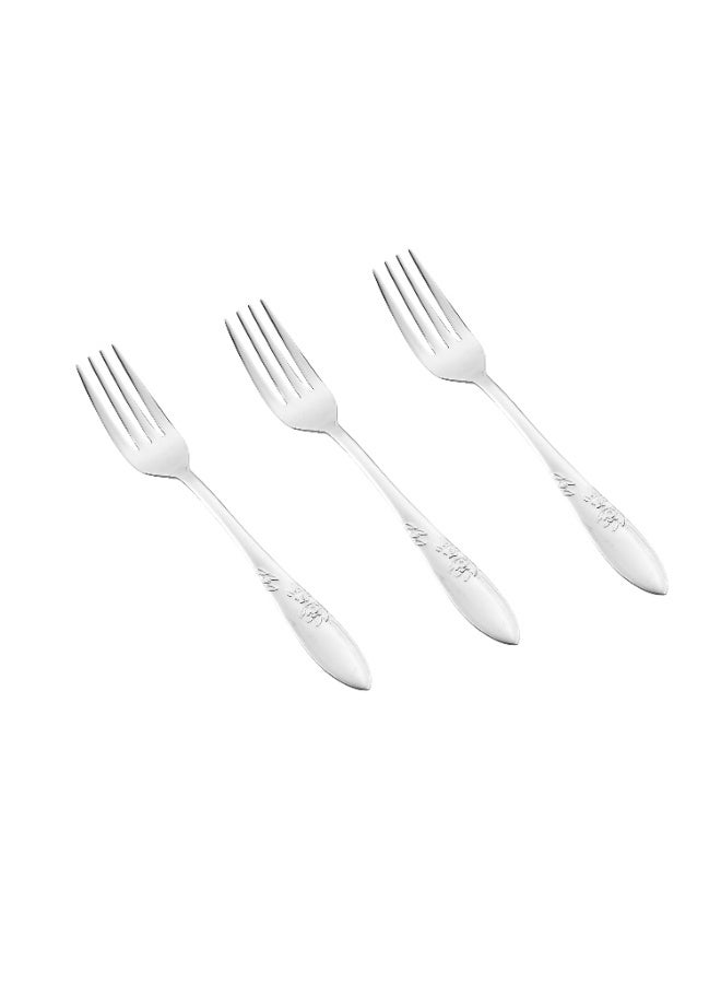 هيك طقم شوك أكل من الستانلس ستيل المقاوم للصدأ مكون من 12 قطعة فضي - Image 2